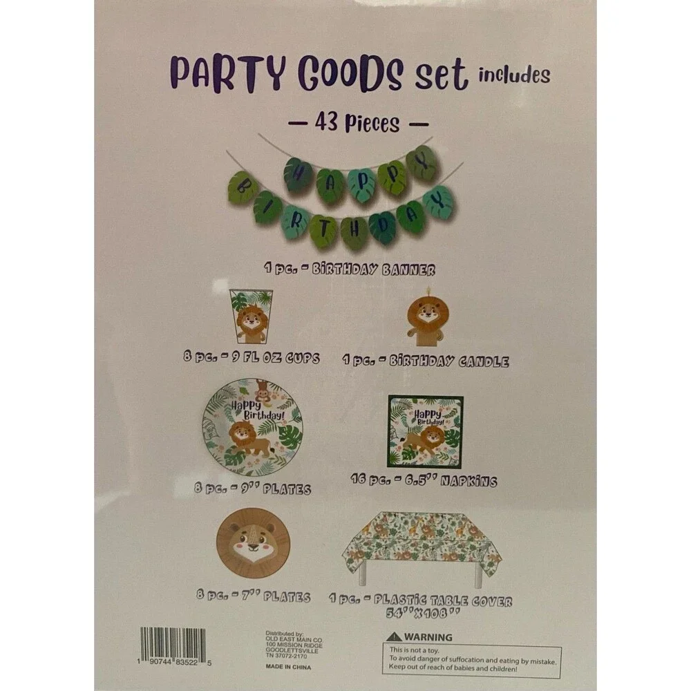 2 Birthday Party Decorations Monkey Jungle Zoo Safari Animal Theme Decor Banner